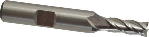 Cleveland - 1/4", 5/8" LOC, 3/8" Shank Diam, 2-7/16" OAL, 4 Flute, Powdered Metal Square End Mill - Single End, Uncoated, Spiral Flute, 37° Helix, Centercutting, Right Hand Cut, Right Hand Flute, Series PM-4 - USA Tool & Supply