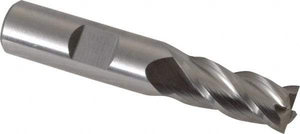 Cleveland - 7/16", 1" LOC, 1/2" Shank Diam, 2-11/16" OAL, 4 Flute, Powdered Metal Square End Mill - Single End, Uncoated, Spiral Flute, 37° Helix, Centercutting, Right Hand Cut, Right Hand Flute, Series PM-4 - USA Tool & Supply