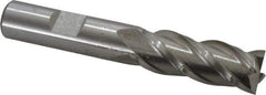 Cleveland - 9/16", 1-3/8" LOC, 1/2" Shank Diam, 3-3/8" OAL, 4 Flute, Powdered Metal Square End Mill - Single End, Uncoated, Spiral Flute, 37° Helix, Centercutting, Right Hand Cut, Right Hand Flute, Series PM-4 - USA Tool & Supply