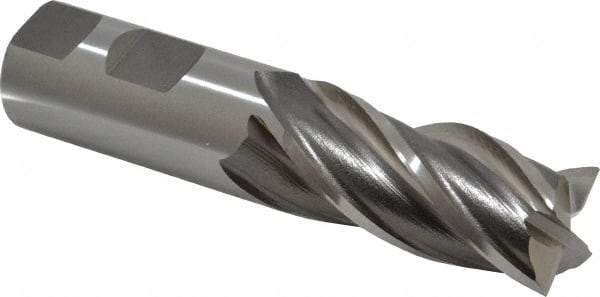 Cleveland - 1", 2" LOC, 1" Shank Diam, 4-1/2" OAL, 4 Flute, Powdered Metal Square End Mill - Single End, Uncoated, Spiral Flute, 37° Helix, Centercutting, Right Hand Cut, Right Hand Flute, Series PM-4 - USA Tool & Supply