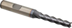 Cleveland - 1/4", 1-1/4" LOC, 3/8" Shank Diam, 3-1/16" OAL, 4 Flute, Powdered Metal Square End Mill - Single End, TiCN Finish, Spiral Flute, 37° Helix, Centercutting, Right Hand Cut, Right Hand Flute, Series PM-4 - USA Tool & Supply