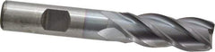 Cleveland - 9/16", 1-3/8" LOC, 1/2" Shank Diam, 3-3/8" OAL, 4 Flute, Powdered Metal Square End Mill - Single End, TiCN Finish, Spiral Flute, 37° Helix, Centercutting, Right Hand Cut, Right Hand Flute, Series PM-4 - USA Tool & Supply