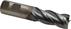 Cleveland - 7/8", 1-7/8" LOC, 7/8" Shank Diam, 4-1/8" OAL, 4 Flute, Powdered Metal Square End Mill - Single End, TiCN Finish, Spiral Flute, 37° Helix, Centercutting, Right Hand Cut, Right Hand Flute, Series PM-4 - USA Tool & Supply