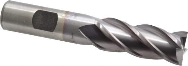 Cleveland - 11/16", 1-5/8" LOC, 5/8" Shank Diam, 3-3/4" OAL, 4 Flute, Powdered Metal Square End Mill - Single End, TiCN Finish, Spiral Flute, 37° Helix, Centercutting, Right Hand Cut, Right Hand Flute, Series PM-4 - USA Tool & Supply