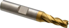 Cleveland - 1/4", 5/8" LOC, 3/8" Shank Diam, 2-7/16" OAL, 4 Flute, Powdered Metal Square End Mill - Single End, TiN Finish, Spiral Flute, 37° Helix, Centercutting, Right Hand Cut, Right Hand Flute, Series PM-4 - USA Tool & Supply