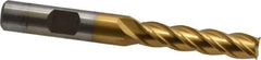 Cleveland - 5/16", 1-3/8" LOC, 3/8" Shank Diam, 3-1/8" OAL, 4 Flute, Powdered Metal Square End Mill - Single End, TiN Finish, Spiral Flute, 37° Helix, Centercutting, Right Hand Cut, Right Hand Flute, Series PM-4 - USA Tool & Supply