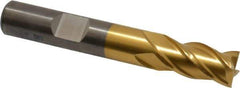Cleveland - 3/8", 3/4" LOC, 3/8" Shank Diam, 2-1/2" OAL, 4 Flute, Powdered Metal Square End Mill - Single End, TiN Finish, Spiral Flute, 37° Helix, Centercutting, Right Hand Cut, Right Hand Flute, Series PM-4 - USA Tool & Supply