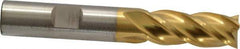 Cleveland - 1/2", 1-1/4" LOC, 1/2" Shank Diam, 3-1/2" OAL, 4 Flute, Powdered Metal Square End Mill - Single End, TiN Finish, Spiral Flute, 37° Helix, Centercutting, Right Hand Cut, Right Hand Flute, Series PM-4 - USA Tool & Supply