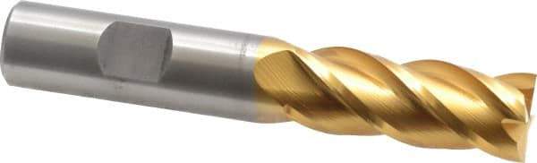 Cleveland - 5/8", 1-5/8" LOC, 5/8" Shank Diam, 3-3/4" OAL, 4 Flute, Powdered Metal Square End Mill - Single End, TiN Finish, Spiral Flute, 37° Helix, Centercutting, Right Hand Cut, Right Hand Flute, Series PM-4 - USA Tool & Supply