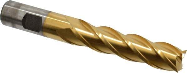 Cleveland - 3/4", 50.8mm LOC, 3/4" Shank Diam, 5-1/4" OAL, 4 Flute, Powdered Metal Square End Mill - Single End, TiN Finish, Spiral Flute, 37° Helix, Centercutting, Right Hand Cut, Right Hand Flute, Series PM-4 - USA Tool & Supply