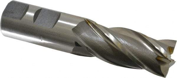 Cleveland - 1", 2" LOC, 1" Shank Diam, 4-1/2" OAL, 4 Flute, Cobalt Square End Mill - Single End, Uncoated, Spiral Flute, 30° Helix, Centercutting, Right Hand Cut, Right Hand Flute, Series HGC-4C - USA Tool & Supply