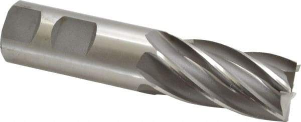 Cleveland - 1", 2" LOC, 1" Shank Diam, 4-1/2" OAL, 6 Flute, Cobalt Square End Mill - Single End, Uncoated, Spiral Flute, 30° Helix, Centercutting, Right Hand Cut, Right Hand Flute, Series HGC-4C - USA Tool & Supply