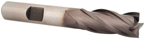 Cleveland - 7/16", 1" LOC, 3/8" Shank Diam, 2-11/16" OAL, 4 Flute, Cobalt Square End Mill - Single End, TiCN Finish, Spiral Flute, 30° Helix, Centercutting, Right Hand Cut, Right Hand Flute, Series HGC-4C - USA Tool & Supply