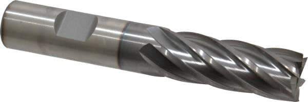 Cleveland - 5/8", 1-5/8" LOC, 5/8" Shank Diam, 3-1/4" OAL, 6 Flute, Cobalt Square End Mill - Single End, TiCN Finish, Spiral Flute, 30° Helix, Centercutting, Right Hand Cut, Right Hand Flute, Series HGC-4C - USA Tool & Supply