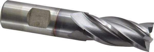 Cleveland - 3/4", 1-5/8" LOC, 3/4" Shank Diam, 3-7/8" OAL, 4 Flute, Cobalt Square End Mill - Single End, TiCN Finish, Spiral Flute, 30° Helix, Centercutting, Right Hand Cut, Right Hand Flute, Series HGC-4C - USA Tool & Supply