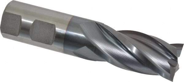 Cleveland - 1", 2" LOC, 1" Shank Diam, 4-1/2" OAL, 4 Flute, Cobalt Square End Mill - Single End, TiCN Finish, Spiral Flute, 30° Helix, Centercutting, Right Hand Cut, Right Hand Flute, Series HGC-4C - USA Tool & Supply