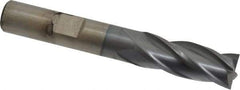 Cleveland - 13/32", 1" LOC, 3/8" Shank Diam, 2-11/16" OAL, 4 Flute, Cobalt Square End Mill - Single End, TiCN Finish, Spiral Flute, 30° Helix, Centercutting, Right Hand Cut, Right Hand Flute, Series HGC-4C - USA Tool & Supply