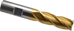 Cleveland - 5/8", 1-5/8" LOC, 5/8" Shank Diam, 3-1/4" OAL, 4 Flute, Cobalt Square End Mill - Single End, TiN Finish, Spiral Flute, 30° Helix, Centercutting, Right Hand Cut, Right Hand Flute, Series HGC-4C - USA Tool & Supply