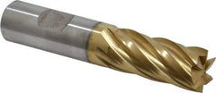 Cleveland - 3/4", 1-5/8" LOC, 3/4" Shank Diam, 3-7/8" OAL, 6 Flute, Cobalt Square End Mill - Single End, TiN Finish, Spiral Flute, 30° Helix, Centercutting, Right Hand Cut, Right Hand Flute, Series HGC-4C - USA Tool & Supply