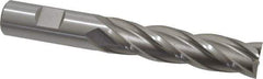 Cleveland - 3/4", 50.8mm LOC, 3/4" Shank Diam, 5-1/4" OAL, 4 Flute, Cobalt Square End Mill - Single End, Uncoated, Spiral Flute, 30° Helix, Centercutting, Right Hand Cut, Right Hand Flute, Series HGC-4C - USA Tool & Supply