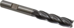 Cleveland - 7/16", 1-3/4" LOC, 3/8" Shank Diam, 3-3/4" OAL, 4 Flute, Cobalt Square End Mill - Single End, TiCN Finish, Spiral Flute, 30° Helix, Centercutting, Right Hand Cut, Right Hand Flute, Series HGC-4C - USA Tool & Supply