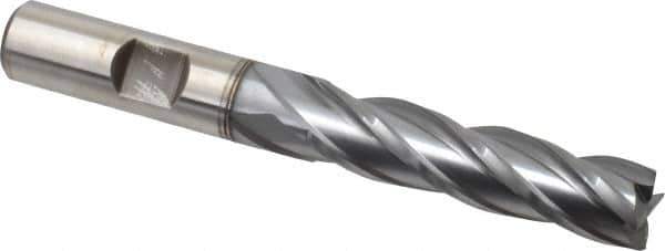 Cleveland - 1/2", 2" LOC, 1/2" Shank Diam, 4" OAL, 4 Flute, Cobalt Square End Mill - Single End, TiCN Finish, Spiral Flute, 30° Helix, Centercutting, Right Hand Cut, Right Hand Flute, Series HGC-4C - USA Tool & Supply