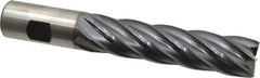 Cleveland - 1", 4" LOC, 1" Shank Diam, 6-1/2" OAL, 6 Flute, Cobalt Square End Mill - Single End, TiCN Finish, Spiral Flute, 30° Helix, Centercutting, Right Hand Cut, Right Hand Flute, Series HGC-4C - USA Tool & Supply