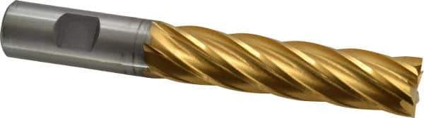 Cleveland - 3/4", 3" LOC, 3/4" Shank Diam, 5-1/4" OAL, 6 Flute, Cobalt Square End Mill - Single End, TiN Finish, Spiral Flute, 30° Helix, Centercutting, Right Hand Cut, Right Hand Flute, Series HGC-4C - USA Tool & Supply