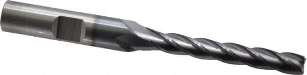 Cleveland - 1/4", 1-3/4" LOC, 3/8" Shank Diam, 3-9/16" OAL, 4 Flute, Cobalt Square End Mill - Single End, TiCN Finish, Spiral Flute, 30° Helix, Centercutting, Right Hand Cut, Right Hand Flute, Series HGC-4C - USA Tool & Supply
