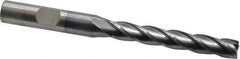 Cleveland - 5/16", 2" LOC, 3/8" Shank Diam, 3-1/4" OAL, 4 Flute, Cobalt Square End Mill - Single End, TiCN Finish, Spiral Flute, 30° Helix, Centercutting, Right Hand Cut, Right Hand Flute, Series HGC-4C - USA Tool & Supply