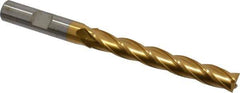 Cleveland - 11/32", 2-1/2" LOC, 3/8" Shank Diam, 4-1/4" OAL, 4 Flute, Cobalt Square End Mill - Single End, TiN Finish, Spiral Flute, 30° Helix, Centercutting, Right Hand Cut, Right Hand Flute, Series HGC-4C - USA Tool & Supply