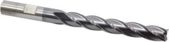 Cleveland - 3/8", 2-1/2" LOC, 3/8" Shank Diam, 4-1/4" OAL, 4 Flute, Cobalt Square End Mill - Single End, TiCN Finish, Spiral Flute, 30° Helix, Centercutting, Right Hand Cut, Right Hand Flute, Series HGC-4C - USA Tool & Supply