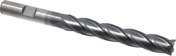 Cleveland - 7/16", 2" LOC, 3/8" Shank Diam, 4-1/2" OAL, 4 Flute, Cobalt Square End Mill - Single End, TiCN Finish, Spiral Flute, 30° Helix, Centercutting, Right Hand Cut, Right Hand Flute, Series HGC-4C - USA Tool & Supply