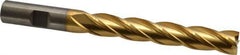 Cleveland - 1/2", 3" LOC, 1/2" Shank Diam, 5" OAL, 4 Flute, Cobalt Square End Mill - Single End, TiN Finish, Spiral Flute, 30° Helix, Centercutting, Right Hand Cut, Right Hand Flute, Series HGC-4C - USA Tool & Supply