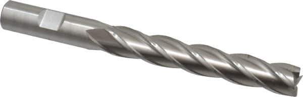 Cleveland - 1/2", 50.8mm LOC, 1/2" Shank Diam, 5" OAL, 4 Flute, Cobalt Square End Mill - Single End, Uncoated, Spiral Flute, 30° Helix, Centercutting, Right Hand Cut, Right Hand Flute, Series HGC-4C - USA Tool & Supply