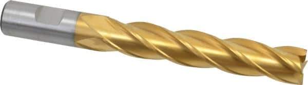 Cleveland - 3/4", 4" LOC, 3/4" Shank Diam, 6-1/4" OAL, 4 Flute, Cobalt Square End Mill - Single End, TiN Finish, Spiral Flute, 30° Helix, Centercutting, Right Hand Cut, Right Hand Flute, Series HGC-4C - USA Tool & Supply