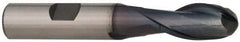 Hertel - 3/4" Diam, 1-5/8" LOC, 2 Flute Cobalt Ball End Mill - TiCN Finish, Single End, 3-7/8" OAL, 3/4" Shank Diam - USA Tool & Supply