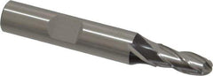 Cleveland - 1/4" Diam, 5/8" LOC, 4 Flute Cobalt Ball End Mill - Uncoated, Single End, 2-7/16" OAL, 3/8" Shank Diam, Spiral Flute - USA Tool & Supply