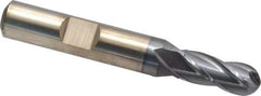 Cleveland - 5/16" Diam, 3/4" LOC, 4 Flute Cobalt Ball End Mill - TiCN Finish, Single End, 2-1/2" OAL, 3/8" Shank Diam, Spiral Flute - USA Tool & Supply