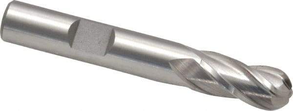 Cleveland - 3/8" Diam, 3/4" LOC, 4 Flute Cobalt Ball End Mill - Uncoated, Single End, 2-1/2" OAL, 3/8" Shank Diam, Spiral Flute - USA Tool & Supply