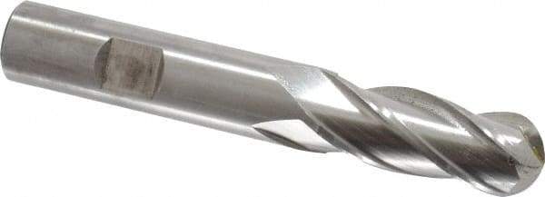 Cleveland - 1/2" Diam, 1-1/4" LOC, 4 Flute Cobalt Ball End Mill - Uncoated, Single End, 3-1/4" OAL, 1/2" Shank Diam, Spiral Flute - USA Tool & Supply