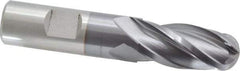 Cleveland - 3/4" Diam, 1-5/8" LOC, 4 Flute Cobalt Ball End Mill - TiCN Finish, Single End, 3-7/8" OAL, 3/4" Shank Diam, Spiral Flute - USA Tool & Supply