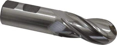Cleveland - 1" Diam, 2" LOC, 4 Flute Cobalt Ball End Mill - Uncoated, Single End, 4-1/2" OAL, 1" Shank Diam, Spiral Flute - USA Tool & Supply