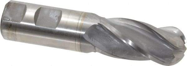 Cleveland - 1" Diam, 2" LOC, 4 Flute Cobalt Ball End Mill - TiCN Finish, Single End, 4-1/2" OAL, 1" Shank Diam, Spiral Flute - USA Tool & Supply