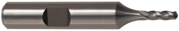 Cleveland - 1" Diam, 2" LOC, 4 Flute Cobalt Ball End Mill - TiN Finish, Single End, 4-1/2" OAL, 1" Shank Diam, Spiral Flute - USA Tool & Supply