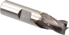 Cleveland - 7/16", 1/2" LOC, 1/2" Shank Diam, 2-3/16" OAL, 4 Flute, Powdered Metal Square End Mill - Single End, TiCN Finish, Spiral Flute, 37° Helix, Centercutting, Right Hand Cut, Right Hand Flute, Series PM-4 - USA Tool & Supply