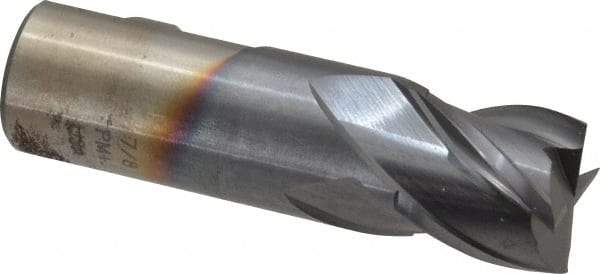 Cleveland - 7/8", 31.75mm LOC, 7/8" Shank Diam, 3-1/8" OAL, 4 Flute, Powdered Metal Square End Mill - Single End, TiCN Finish, Spiral Flute, 37° Helix, Centercutting, Right Hand Cut, Right Hand Flute, Series PM-4 - USA Tool & Supply