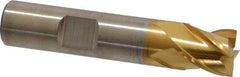 Cleveland - 1/2", 1/2" LOC, 1/2" Shank Diam, 2-1/2" OAL, 4 Flute, Powdered Metal Square End Mill - Single End, TiN Finish, Spiral Flute, 37° Helix, Centercutting, Right Hand Cut, Right Hand Flute, Series PM-4 - USA Tool & Supply
