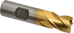 Cleveland - 5/8", 5/8" LOC, 5/8" Shank Diam, 2-3/4" OAL, 4 Flute, Powdered Metal Square End Mill - Single End, TiN Finish, Spiral Flute, 37° Helix, Centercutting, Right Hand Cut, Right Hand Flute, Series PM-4 - USA Tool & Supply