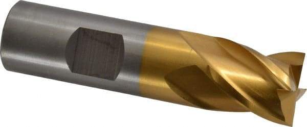 Cleveland - 3/4", 3/4" LOC, 3/4" Shank Diam, 3" OAL, 4 Flute, Powdered Metal Square End Mill - Single End, TiN Finish, Spiral Flute, 37° Helix, Centercutting, Right Hand Cut, Right Hand Flute, Series PM-4 - USA Tool & Supply